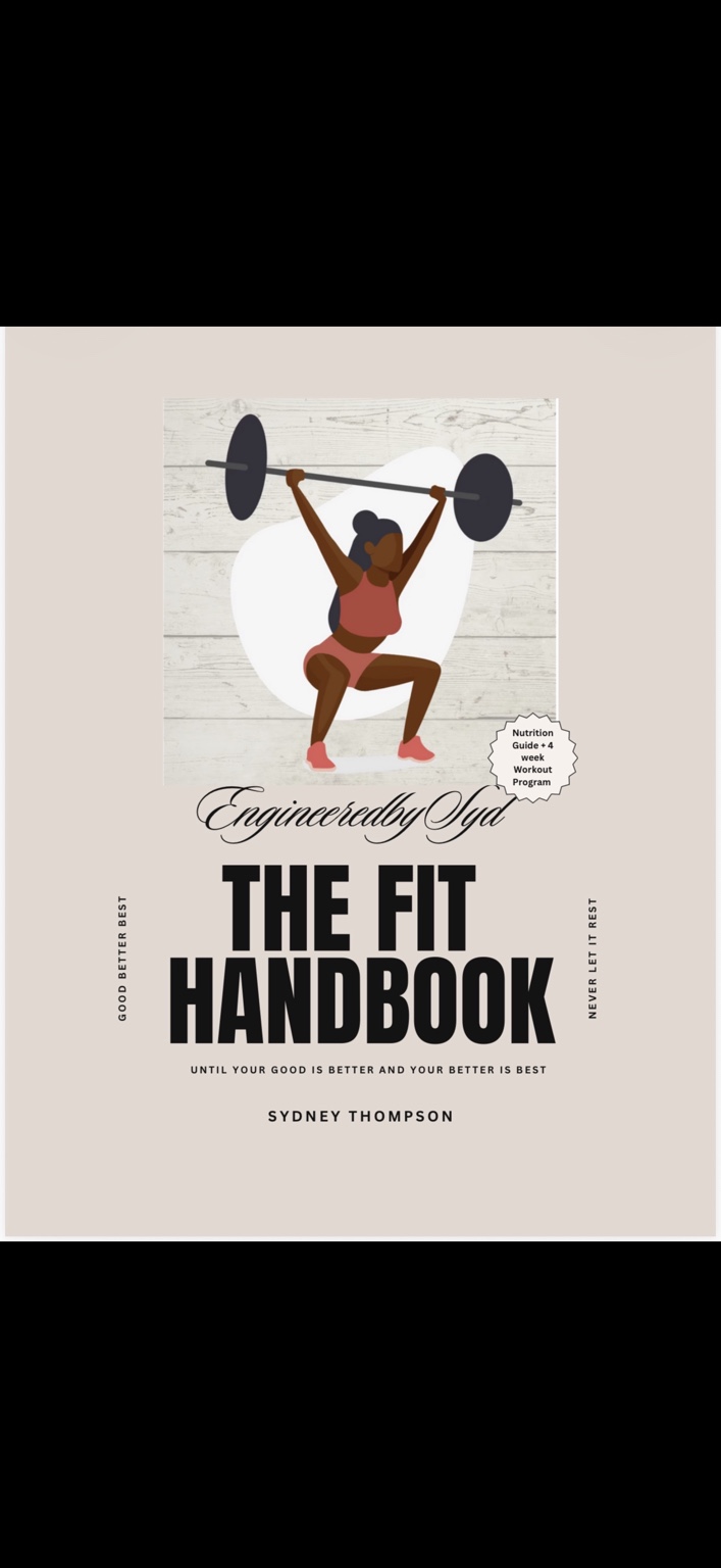 The Fit Handbook by Sydney Thompson, with an illustrated woman lifting a barbell